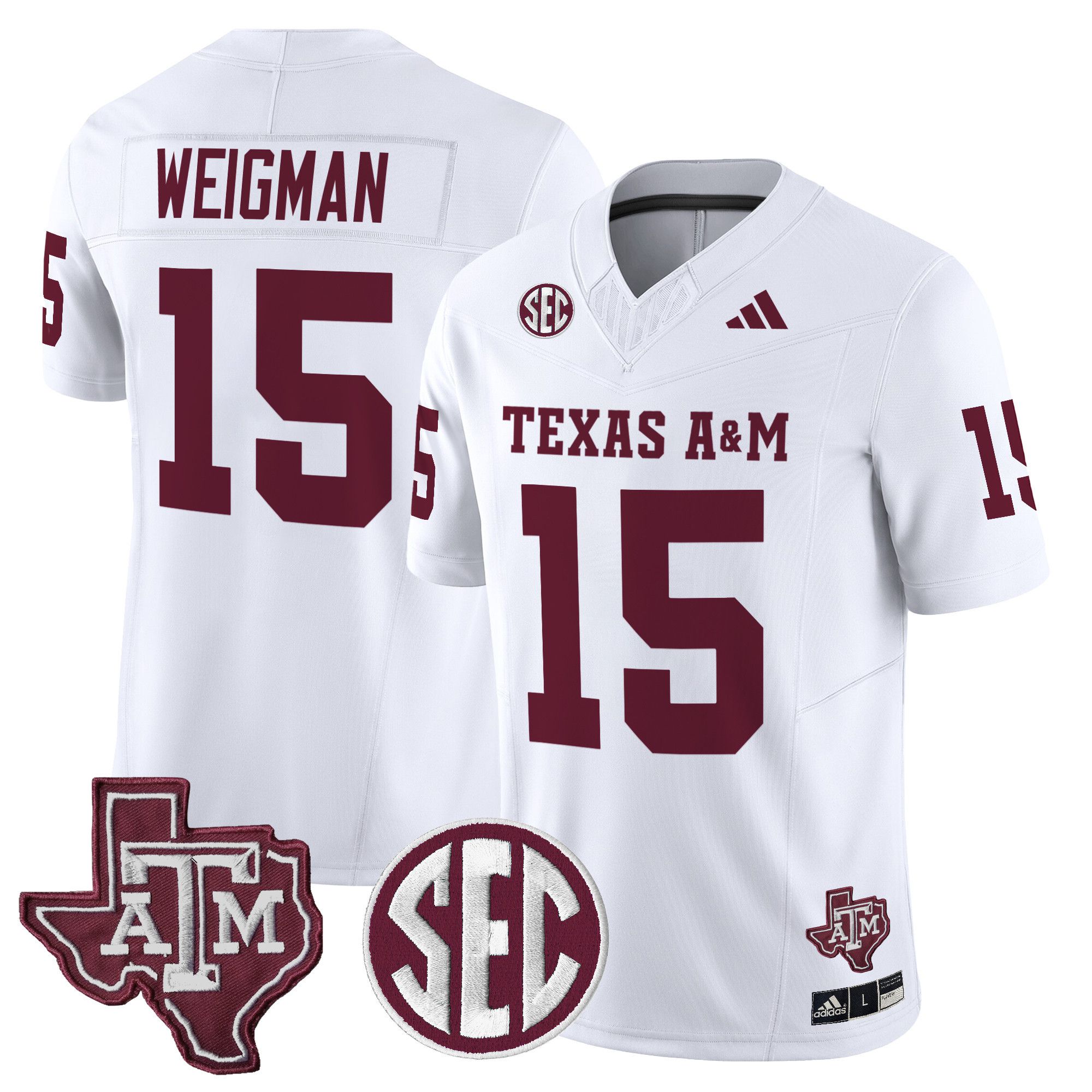 Men Texas A&M Aggies #15 Weigman White 2024 Vapor Limited NCAA Jersey